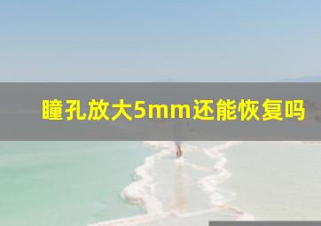 瞳孔放大5mm还能恢复吗