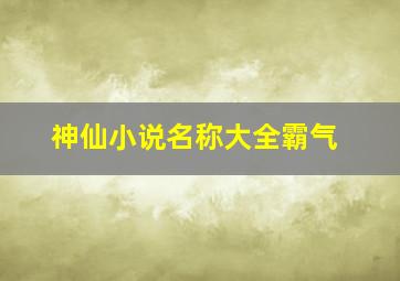 神仙小说名称大全霸气