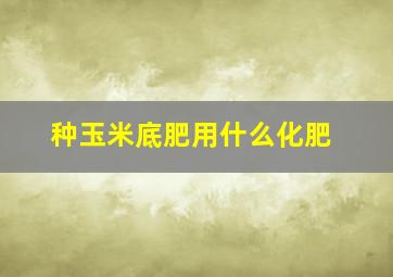 种玉米底肥用什么化肥