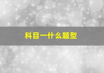 科目一什么题型