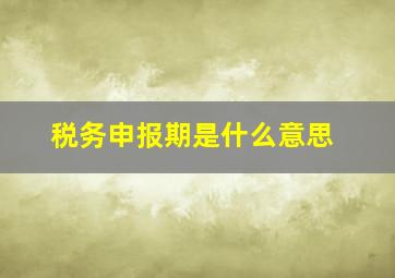 税务申报期是什么意思