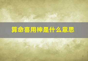 算命喜用神是什么意思