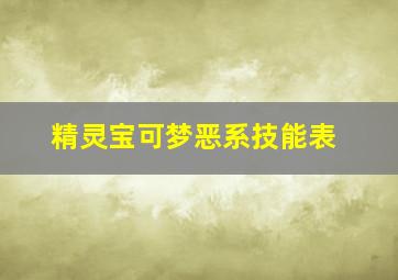 精灵宝可梦恶系技能表