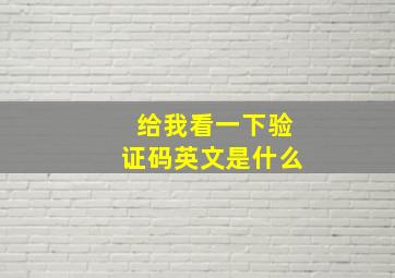 给我看一下验证码英文是什么