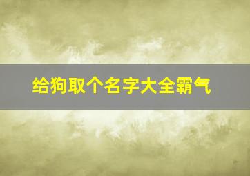 给狗取个名字大全霸气