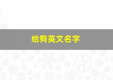 给狗英文名字