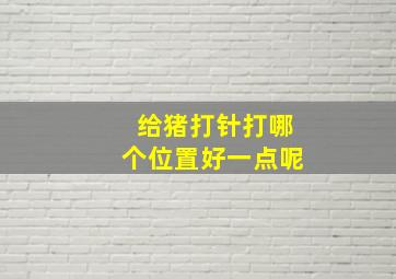 给猪打针打哪个位置好一点呢