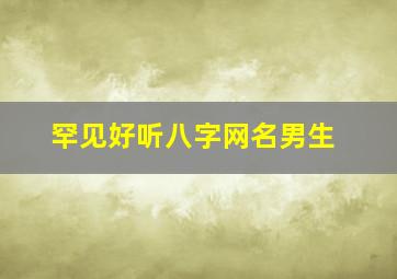 罕见好听八字网名男生