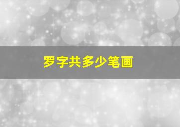 罗字共多少笔画