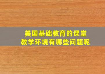 美国基础教育的课堂教学环境有哪些问题呢