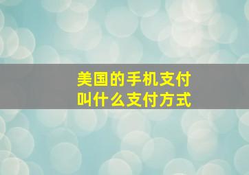 美国的手机支付叫什么支付方式