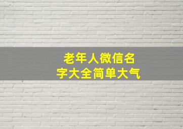 老年人微信名字大全简单大气