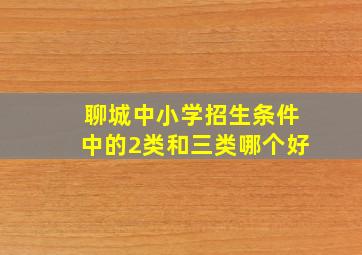 聊城中小学招生条件中的2类和三类哪个好