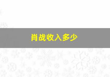 肖战收入多少