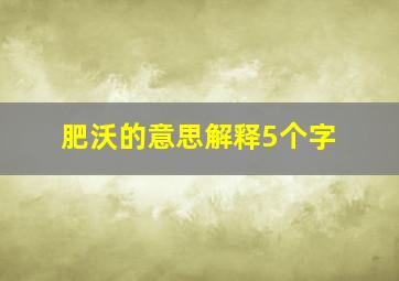 肥沃的意思解释5个字