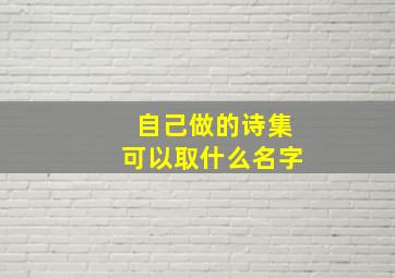 自己做的诗集可以取什么名字