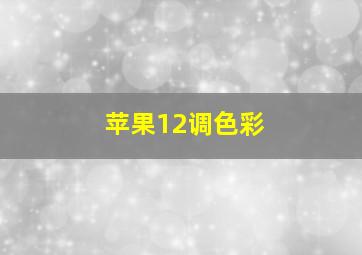 苹果12调色彩