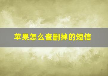 苹果怎么查删掉的短信