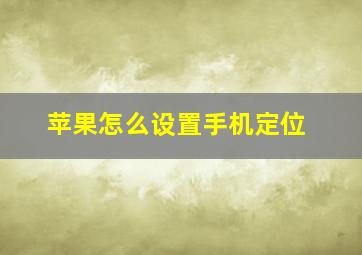 苹果怎么设置手机定位