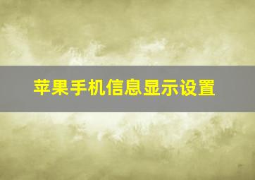 苹果手机信息显示设置