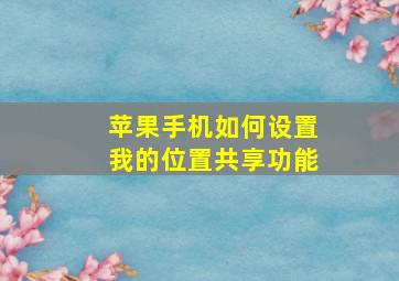 苹果手机如何设置我的位置共享功能