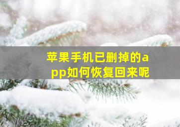 苹果手机已删掉的app如何恢复回来呢