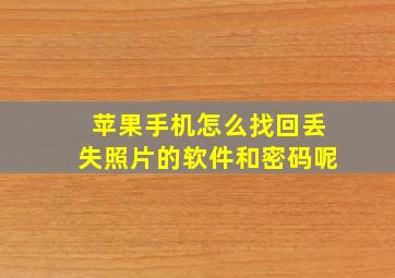 苹果手机怎么找回丢失照片的软件和密码呢