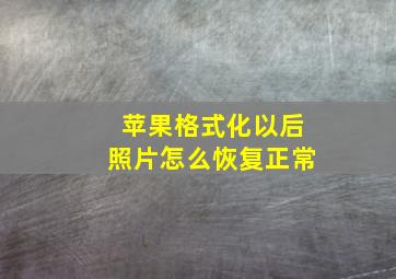 苹果格式化以后照片怎么恢复正常