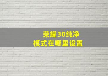 荣耀30纯净模式在哪里设置