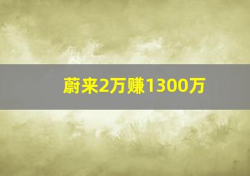 蔚来2万赚1300万