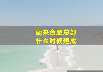 蔚来合肥总部什么时候建成