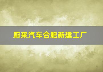 蔚来汽车合肥新建工厂