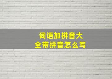 词语加拼音大全带拼音怎么写