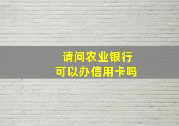 请问农业银行可以办信用卡吗