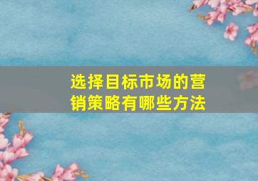 选择目标市场的营销策略有哪些方法