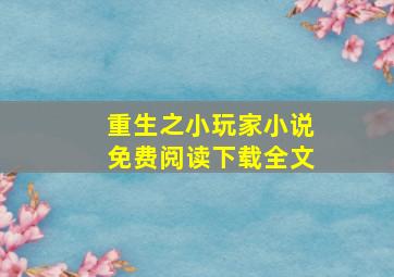 重生之小玩家小说免费阅读下载全文