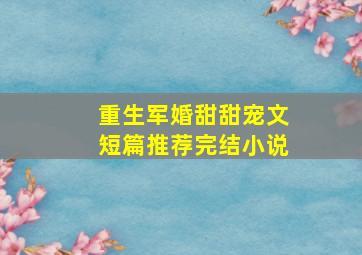 重生军婚甜甜宠文短篇推荐完结小说