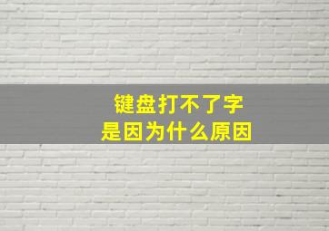 键盘打不了字是因为什么原因