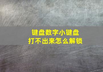 键盘数字小键盘打不出来怎么解锁