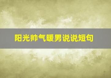 阳光帅气暖男说说短句