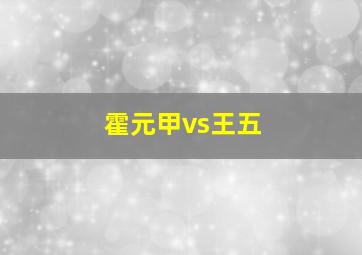 霍元甲vs王五