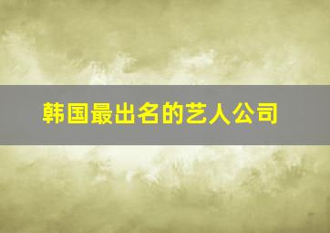 韩国最出名的艺人公司