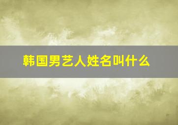 韩国男艺人姓名叫什么