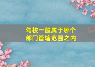 驾校一般属于哪个部门管辖范围之内