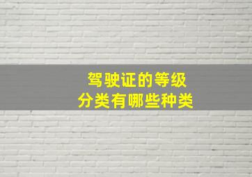 驾驶证的等级分类有哪些种类