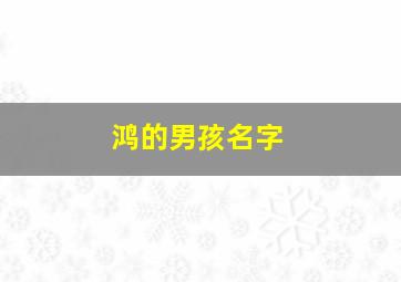 鸿的男孩名字