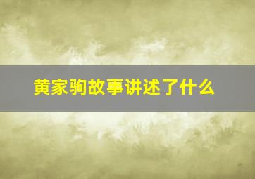 黄家驹故事讲述了什么