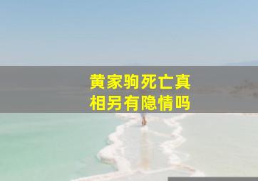 黄家驹死亡真相另有隐情吗