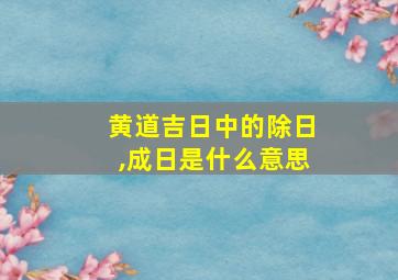 黄道吉日中的除日,成日是什么意思