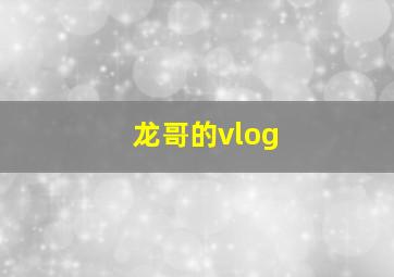 龙哥的vlog